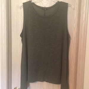 Dark green asymmetrical sleeveless shirt